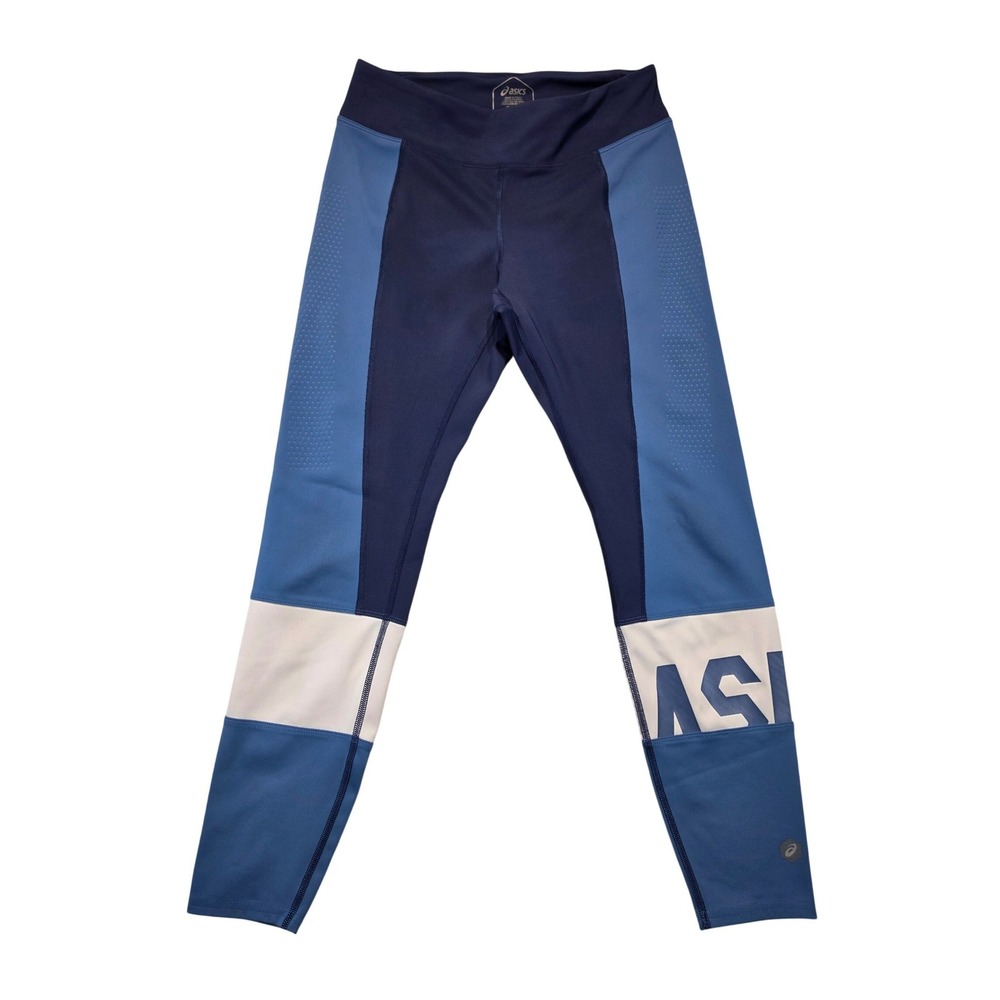 Asics Womens Blue Colorblock Athletic Leggings Running Tights Small